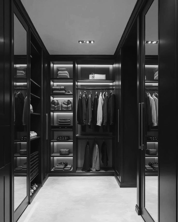 Luxury closet arranged for senior men's wardrobe management services