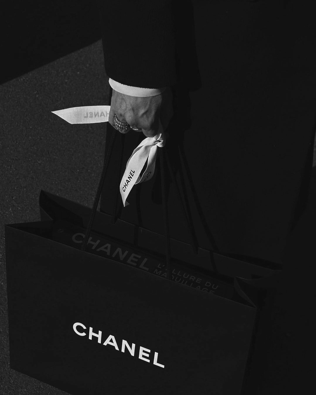 Luxury shopping bags carried during a private styling engagement